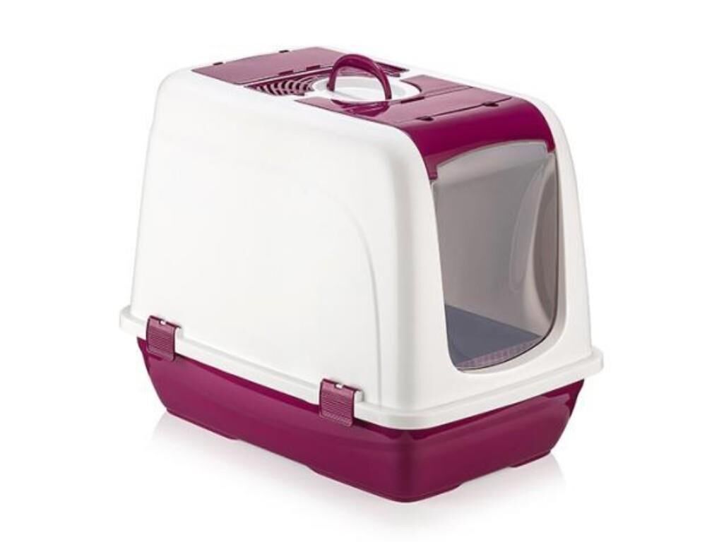 Omnipazar SY-5092 Büyük Kapaklı Evcil Hayvan Kedi Tuvaleti Bordo