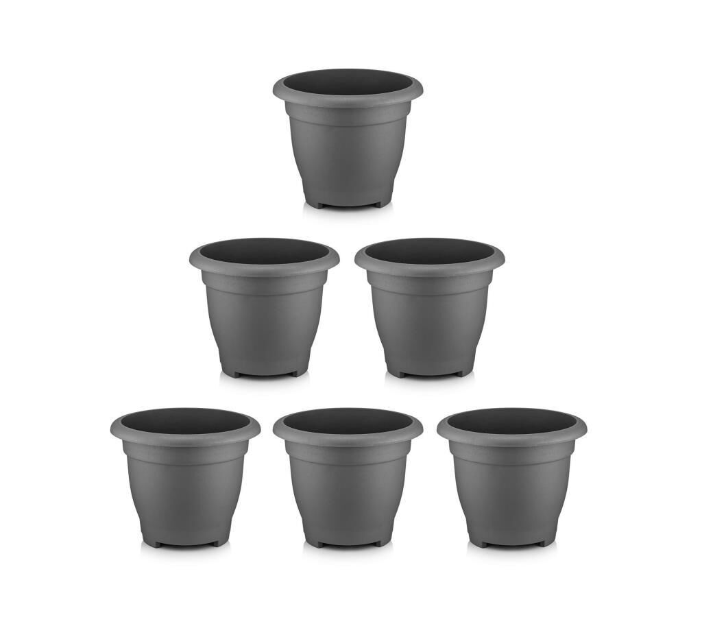 Omnipazar SO-VHS4 Dekoratif Vaha Saksı İç ve Dış Mekan 7.7 lt Antrasit 6 Adet