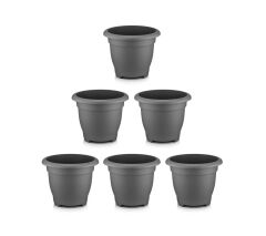 Omnipazar SO-VHS4 Dekoratif Vaha Saksı İç ve Dış Mekan 7.7 lt Antrasit 6 Adet