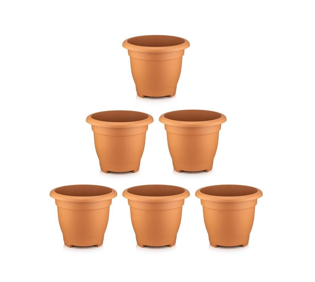 Omnipazar SO-VHS4 Dekoratif Vaha Saksı İç ve Dış Mekan 7.7 lt Kiremit 6 Adet