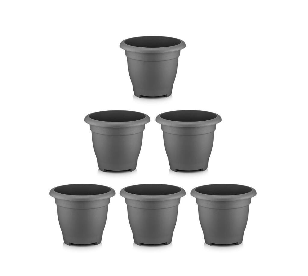 Omnipazar SO-VHS3 Dekoratif Vaha Saksı İç ve Dış Mekan 3.9 lt Antrasit 6 Adet