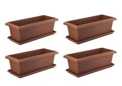 Omnipazar SY-5795 Mega Antik Köşeli Tabaklı Saksı 150 lt Kahverengi 4 Adet