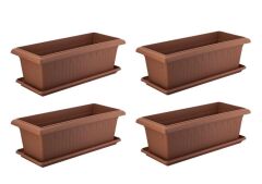 Omnipazar SY-5795 Mega Antik Köşeli Tabaklı Saksı 150 lt Kahverengi 4 Adet