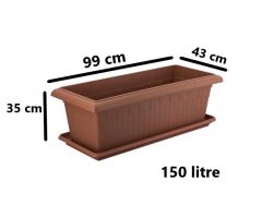 Omnipazar SY-5795 Mega Antik Köşeli Tabaklı Saksı 150 lt Kahverengi 4 Adet