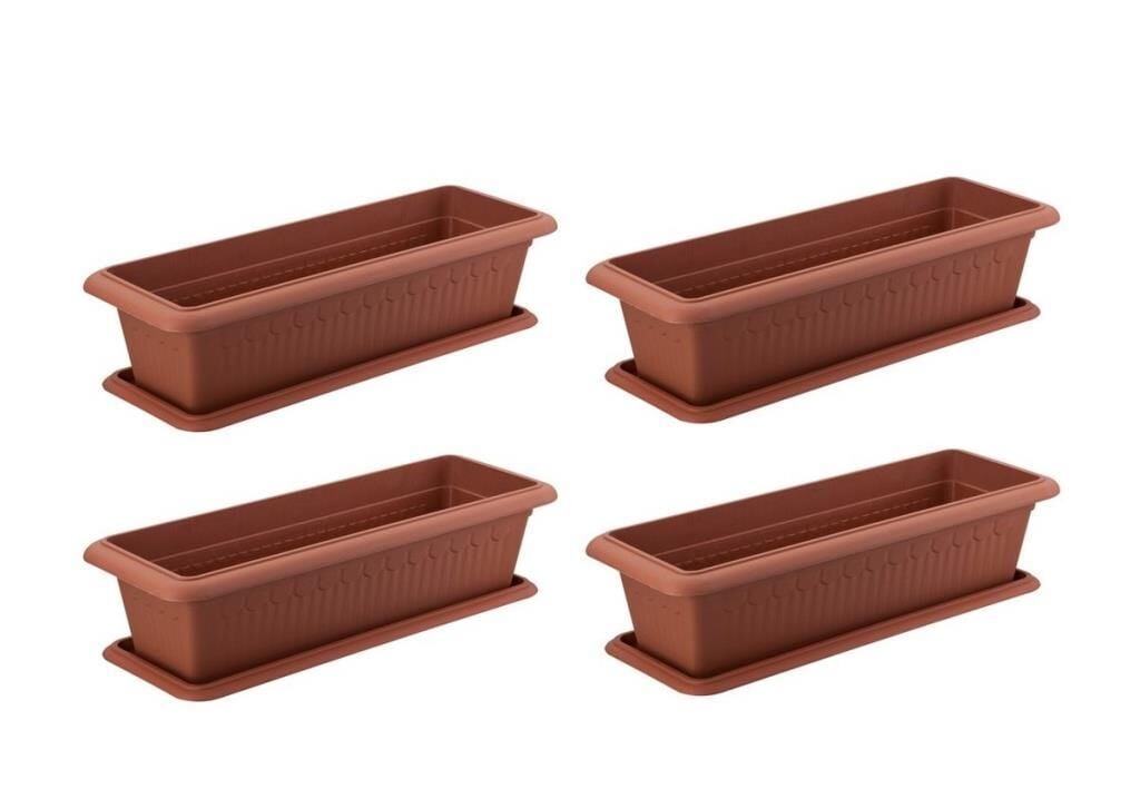 Omnipazar SY-5790 Büyük Antik Köşeli Tabaklı Saksı 100 Lt Kahverengi 4 Adet