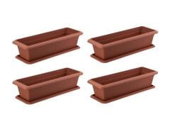 Omnipazar SY-5790 Büyük Antik Köşeli Tabaklı Saksı 100 Lt Kahverengi 4 Adet