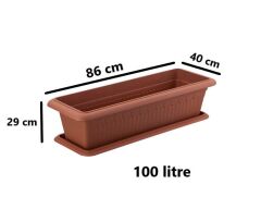 Omnipazar SY-5790 Büyük Antik Köşeli Tabaklı Saksı 100 Lt Kahverengi 4 Adet