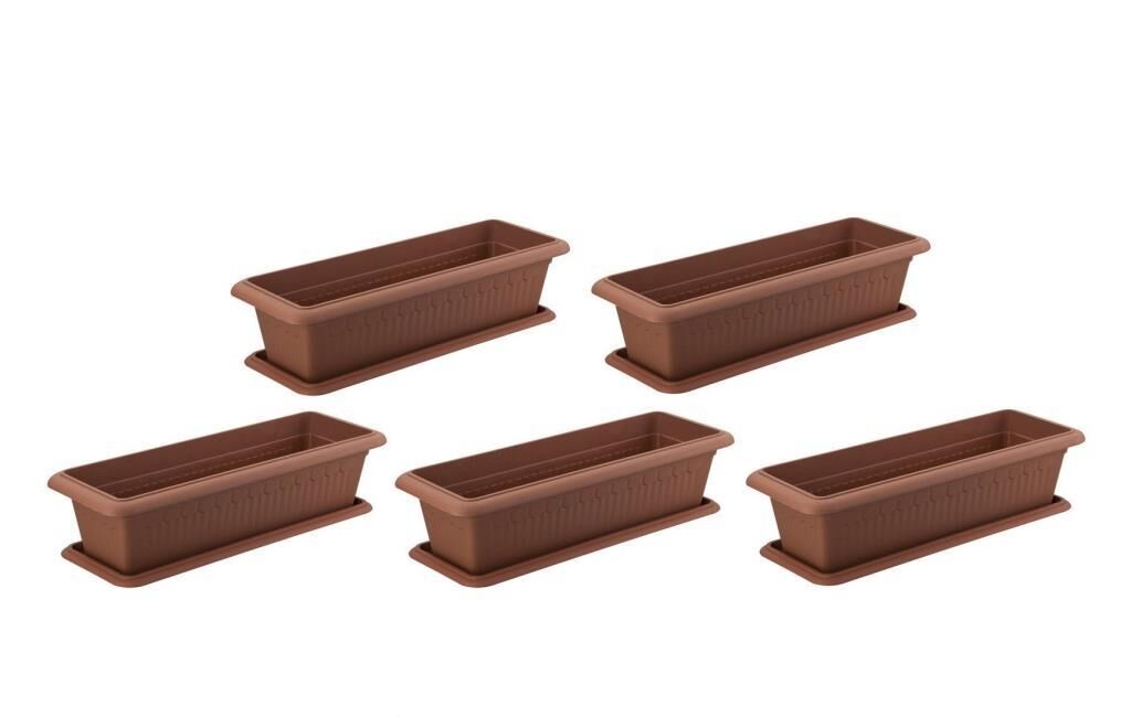 Omnipazar SY-5785 Orta Antik Köşeli Tabaklı Saksı 46 lt Kahverengi 5 Adet