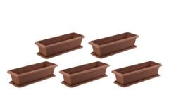 Omnipazar SY-5785 Orta Antik Köşeli Tabaklı Saksı 46 lt Kahverengi 5 Adet