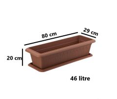 Omnipazar SY-5785 Orta Antik Köşeli Tabaklı Saksı 46 lt Kahverengi 5 Adet