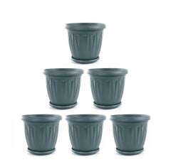 Omnipazar SY-5703 Plastik Ürgüp Tabaklı Saksı Takımı 3,5 lt Yeşil 6 Adet