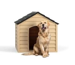 Omnipazar SY-5100 Dış Mekan Plastik Pet Köpek Kulubesi Kahve-Şampanya