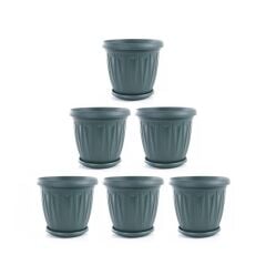 Omnipazar SY-5702 Plastik Ürgüp Tabaklı Saksı Takımı 2,3 litre Yeşil 6 Adet