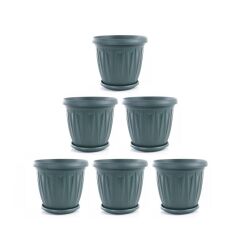 Omnipazar SY-5702 Plastik Ürgüp Tabaklı Saksı Takımı 2,3 litre Yeşil 6 Adet