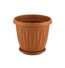 Omnipazar SY-5703 Plastik Ürgüp Tabaklı Saksı Takımı 3,5 lt Kahverengi 6 Adet