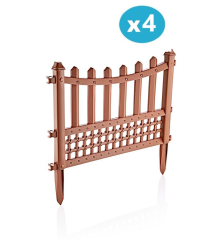 Omnipazar SY-5998 Elite Plastik Dekoratif Bahçe Çiti 4'lü Set 60x55 cm Kahverengi
