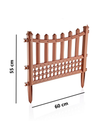 Omnipazar SY-5998 Elite Plastik Dekoratif Bahçe Çiti 4'lü Set 60x55 cm Kahverengi