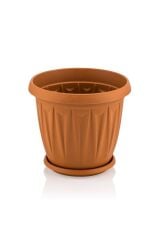 Omnipazar SY-5702 Plastik Ürgüp Tabaklı Saksı Takımı 2,3 litre Kahverengi 6 Adet