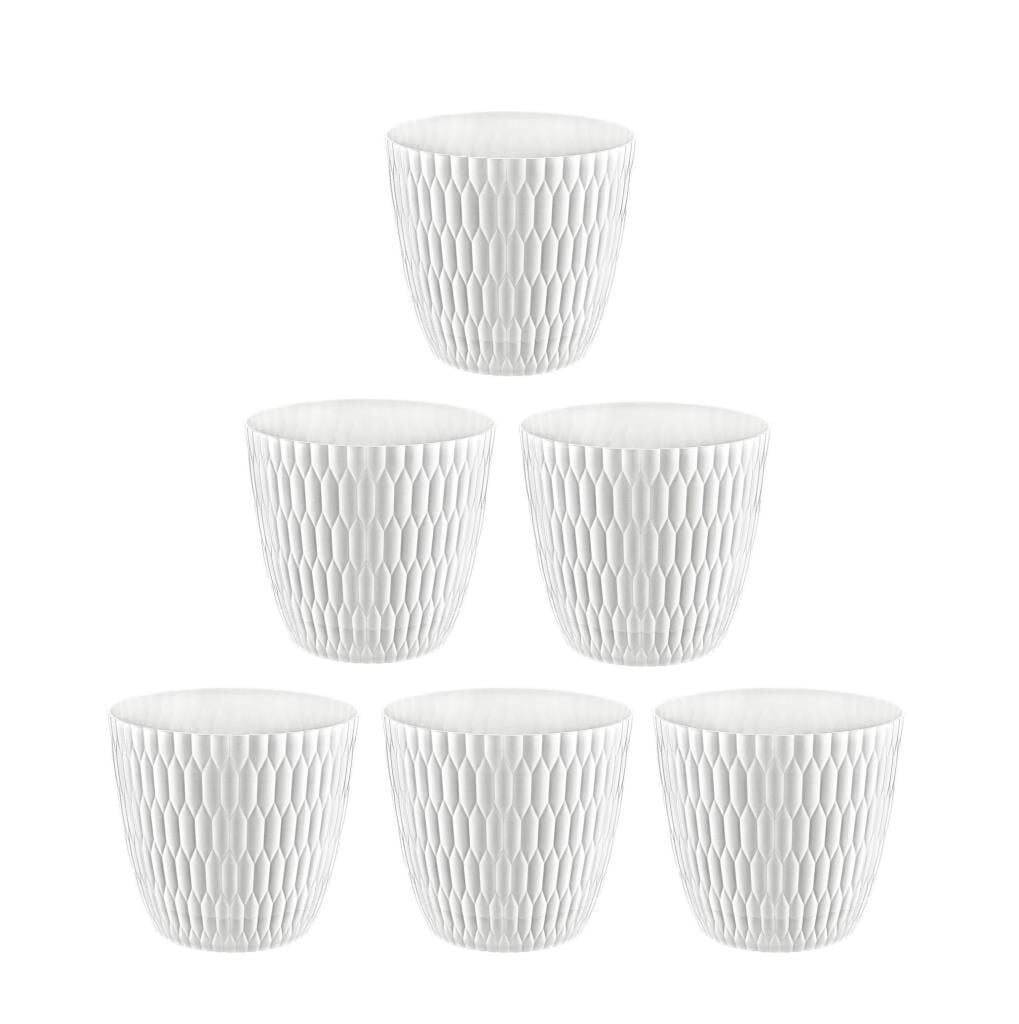 Omnipazar SY-5445 6,5 Lt Beyaz Decora Desenli Saksı 6 Adet