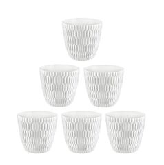 Omnipazar SY-5445 6,5 Lt Beyaz Decora Desenli Saksı 6 Adet