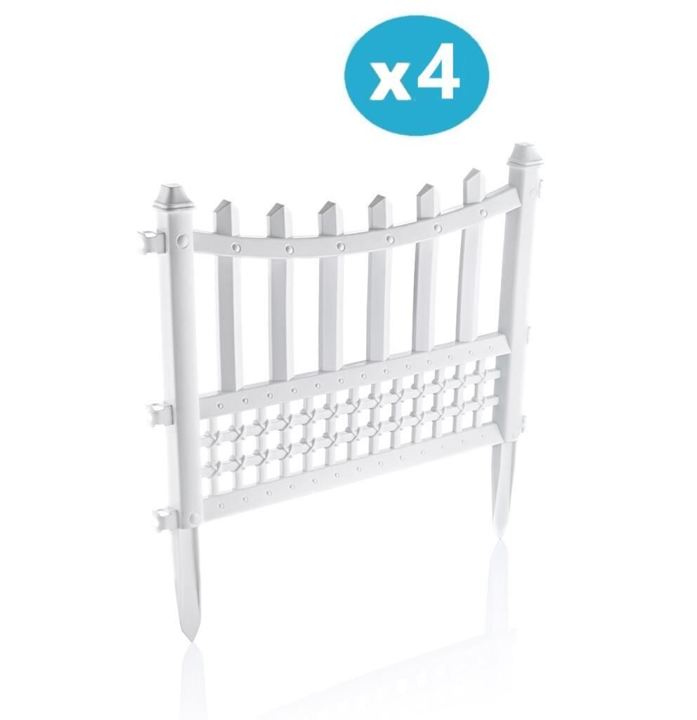 Omnipazar SY-5998 Elite Plastik Dekoratif Bahçe Çiti 4'lü Set 60x55 cm Beyaz