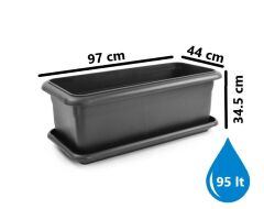 Omnipazar SO-V693 Tabaklı Villa Bahçe Saksı Takımı 95 Litre No 3 Antrasit (116)