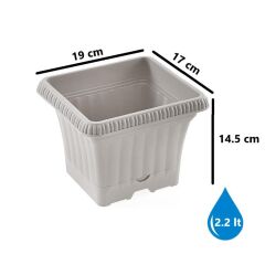 Omnipazar SO-OB00 Dekoratif Ova Balkon Saksı 2.2 Litre No 0 Kirli Beyaz (113)