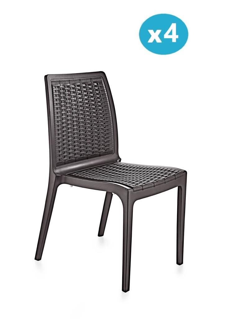 Omnipazar SY-2523 Rattan Bahçe Sandalye 4'lü Set Kahverengi