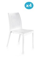 Omnipazar SY-2523 Rattan Bahçe Sandalye 4'lü Set Beyaz