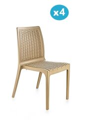 Omnipazar SY-2523 Rattan Bahçe Sandalye 4'lü Set Bej