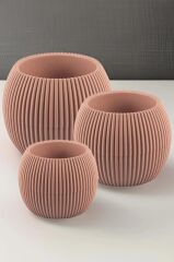 Omnipazar KRS Mercan Dekoratif Sukulent Kaktüs Plastik Saksı Takımı 5'li Set Soft Pembe