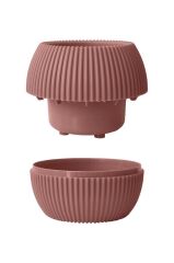 Omnipazar KRS Mercan Dekoratif Sukulent Kaktüs Plastik Saksı Takımı 5'li Set Soft Pembe
