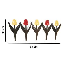 Omnipazar SY-5996 Lale Plastik Bahçe Çiti 30x75 cm 4'lü Set Sarı-Kırmızı