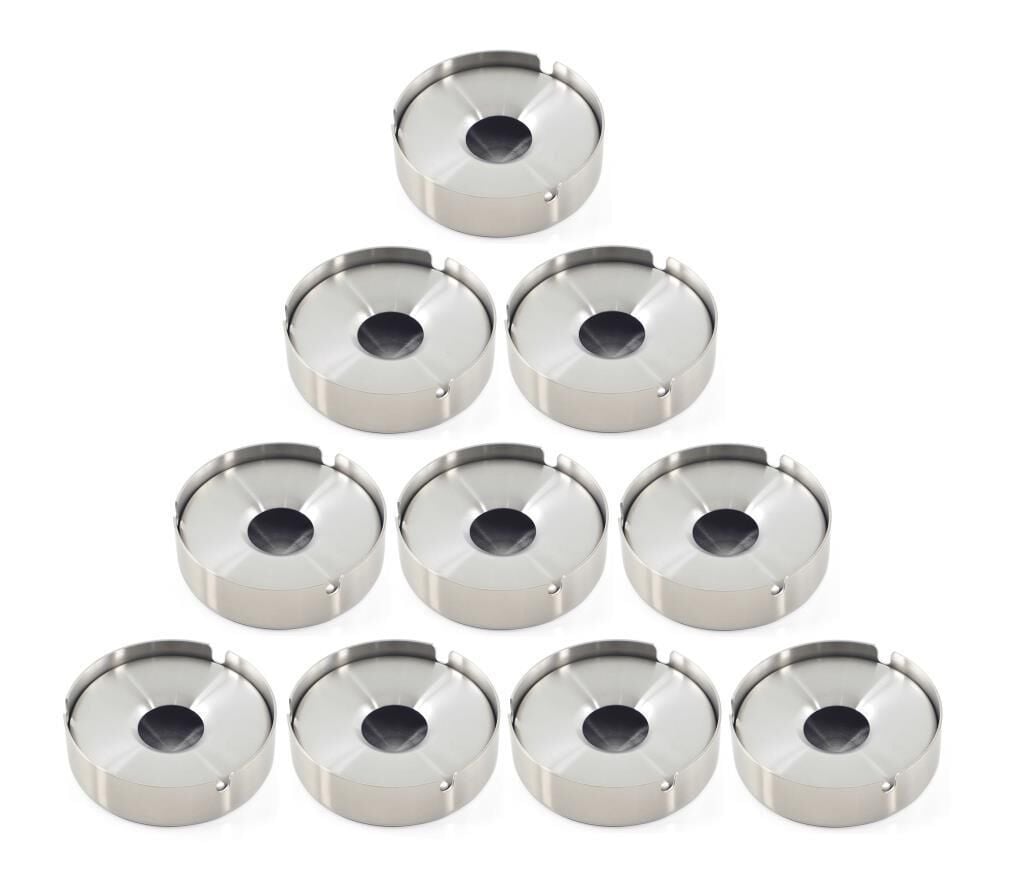 Omnisoft Skoçlu Büyük Boy Küllük Kül Tablası Kapaklı Yuvarlak Paslanmaz 10 Adet