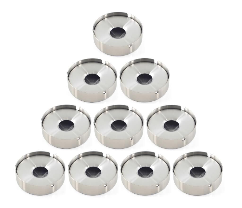 Omnisoft Skoçlu Büyük Boy Küllük Kül Tablası Kapaklı Yuvarlak Paslanmaz 10 Adet