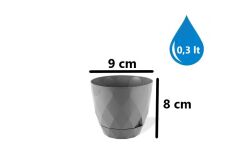 Omnipazar KRS-450 Yakamoz Tabaklı Plastik Saksı Takımı 0.3 Litre No 0 Gri