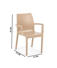 Omnipazar SY-2502 Plastik Eve Bahçe Koltuk Sandalye 4'lü Set Bej