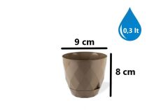 Omnipazar KRS-450 Yakamoz Tabaklı Plastik Saksı Takımı 0.3 Litre No 0 Kahverengi