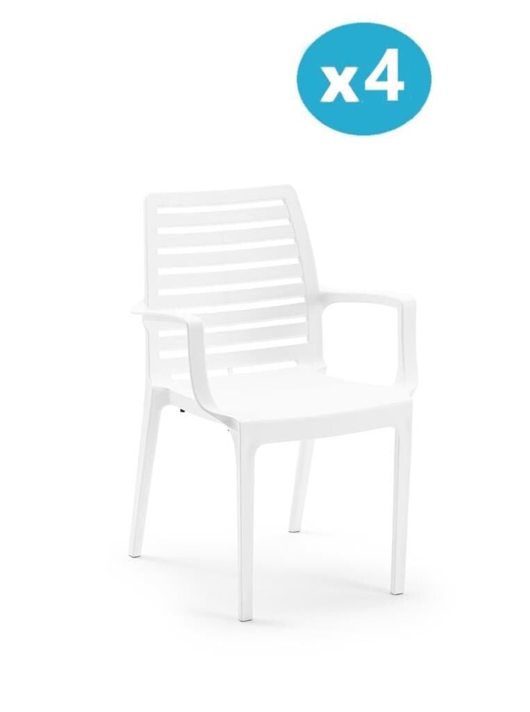 Omnipazar SY-2503 Plastik Adam Bahçe Koltuk Sandalye 4'lü Set Beyaz