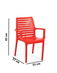 Omnipazar SY-2503 Plastik Adam Bahçe Koltuk Sandalye 4'lü Set Kırmızı