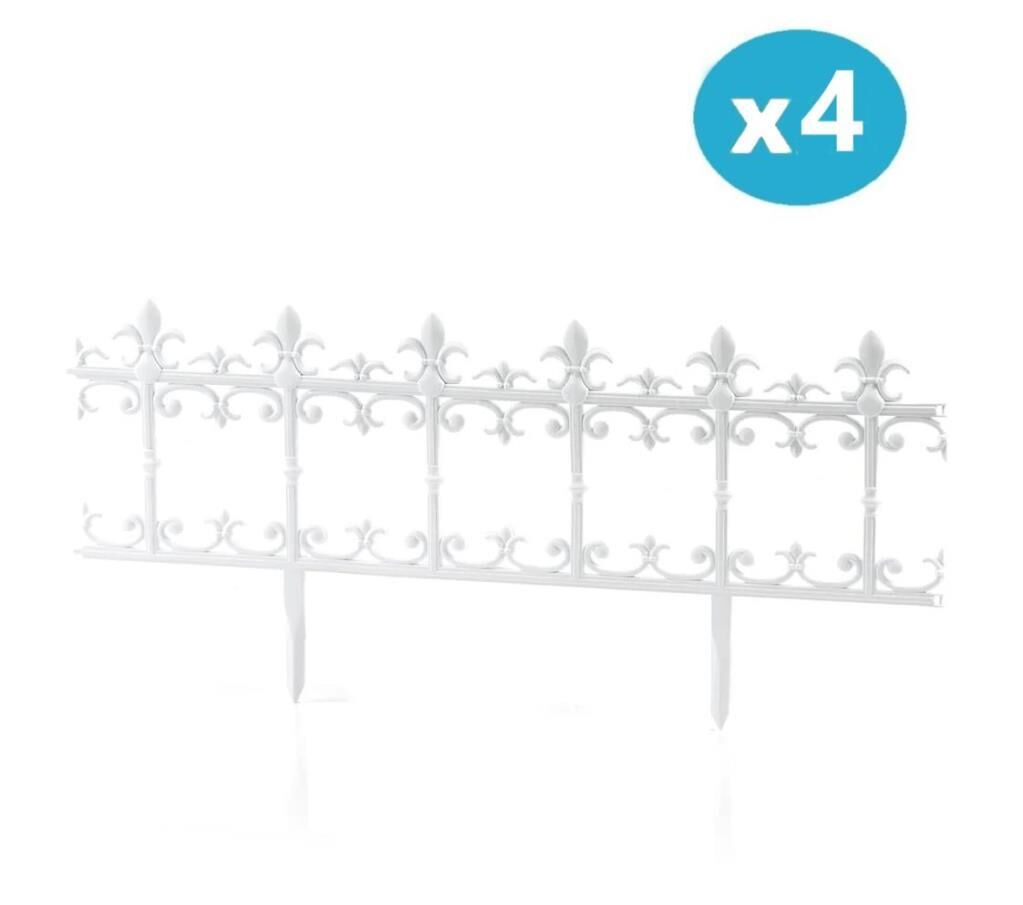 Omnipazar SY-5990 Klasik Plastik Bahçe Çiti 86x38 cm 4'lü Set Beyaz