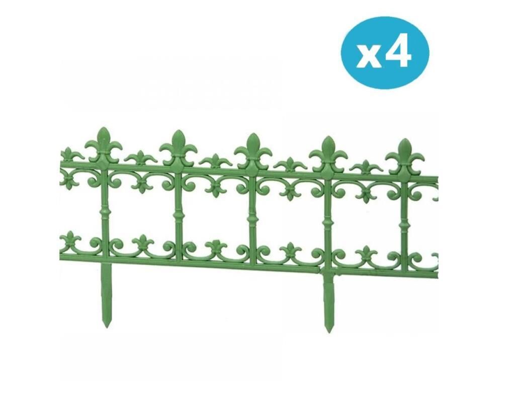 Omnipazar SY-5990 Klasik Plastik Bahçe Çiti 86x38 cm 4'lü Set YEŞİL