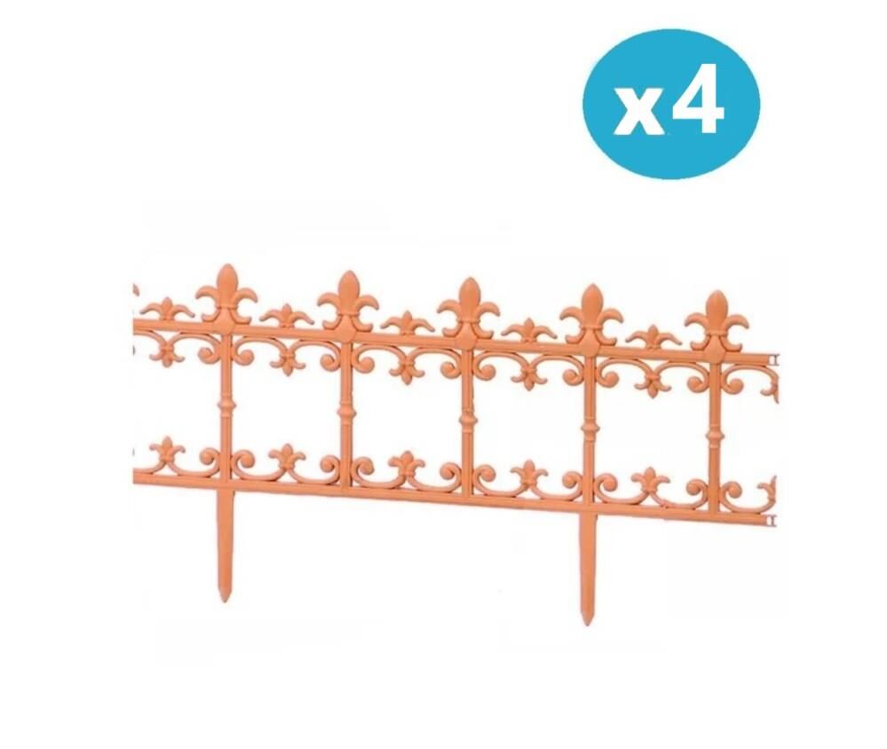 Omnipazar SY-5990 Klasik Plastik Bahçe Çiti 86x38 cm 4'lü Set Kahverengi