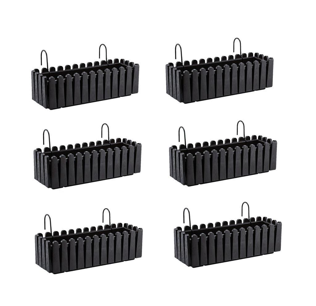 Omnipazar SO-İB02 Askılı Balkon Saksı Takımı 9 lt Antrasit 6 Adet