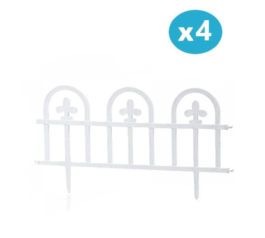Omnipazar SY-5992 Estate Plastik Bahçe Çiti 60x32 cm 4'lü Set Beyaz