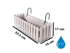 Omnipazar SO-İB02 Askılı Balkon Saksı Takımı 9 lt Kirli Beyaz 6 Adet