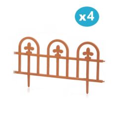 Omnipazar SY-5992 Estate Plastik Bahçe Çiti 60x32 cm 4'lü Set Kahverengi
