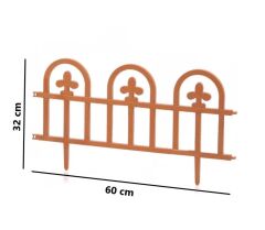 Omnipazar SY-5992 Estate Plastik Bahçe Çiti 60x32 cm 4'lü Set Kahverengi