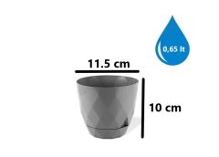 Omnipazar KRS-451 Yakamoz Tabaklı Plastik Saksı Takımı 0.65 Litre No 1 Gri