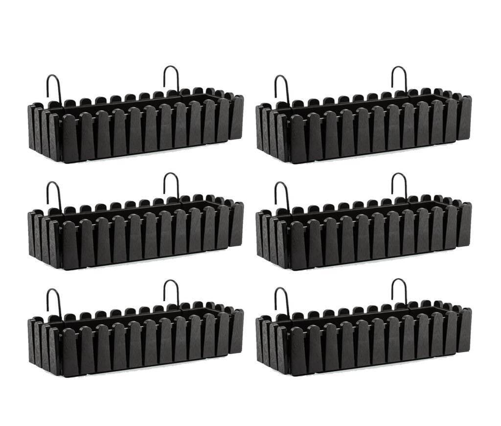 Omnipazar SO-İB03 Askılı Balkon Saksı Takımı 14 lt Antrasit 6 Adet